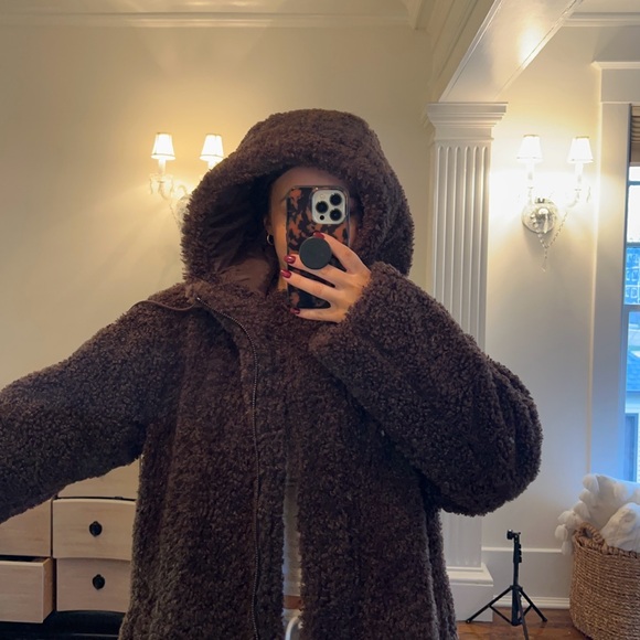 Long brown teddy jacket - Picture 5 of 7